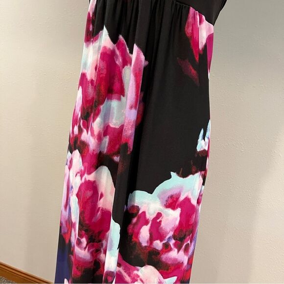 Kohl's Black and Pink Floral Maxi halter Dress size extra juniors large - Picture 2 of 12